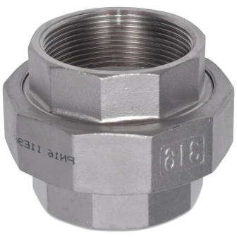 Threaded Fitting, Rustfri, ISO 4144, Union m/teflon pak., 3/4", AISI316
