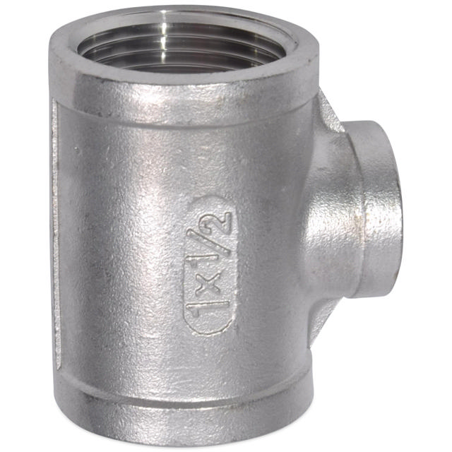 Threaded Fitting, Stainless, ISO 4144, Red. tee, 3/4x 1/2", AISI316
