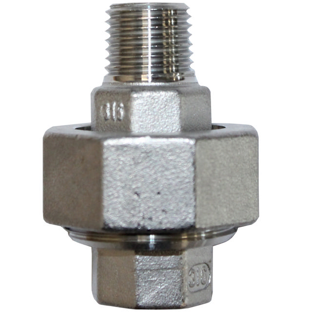 Threaded Fitting, Nierdzewny, ISO 4144, Union ze stożkowym zamknięciem, 3/8", AISI316