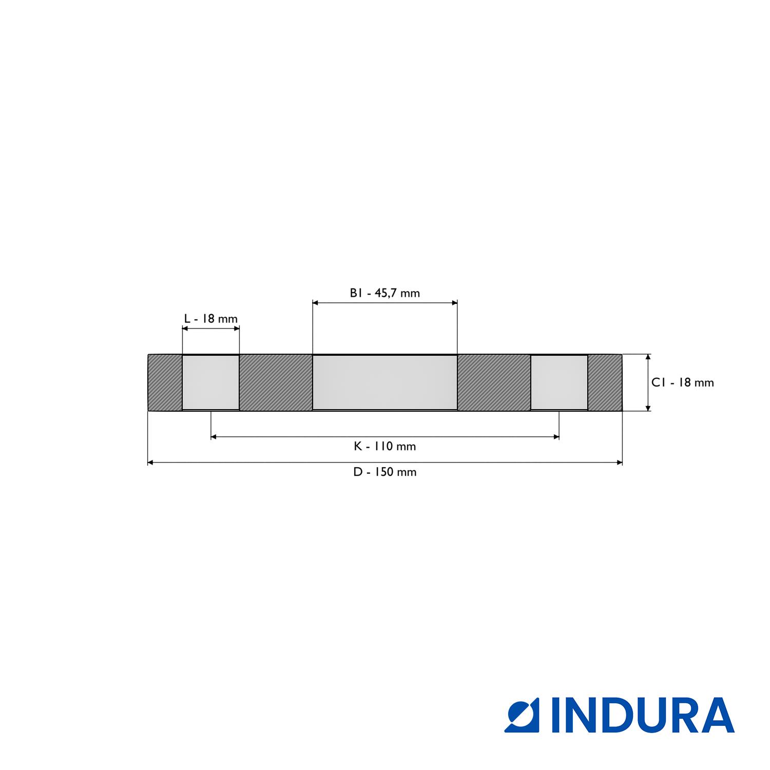Plate flange, EN 1092-1, T:01, PN40, DN40, AISI316L, INDURA