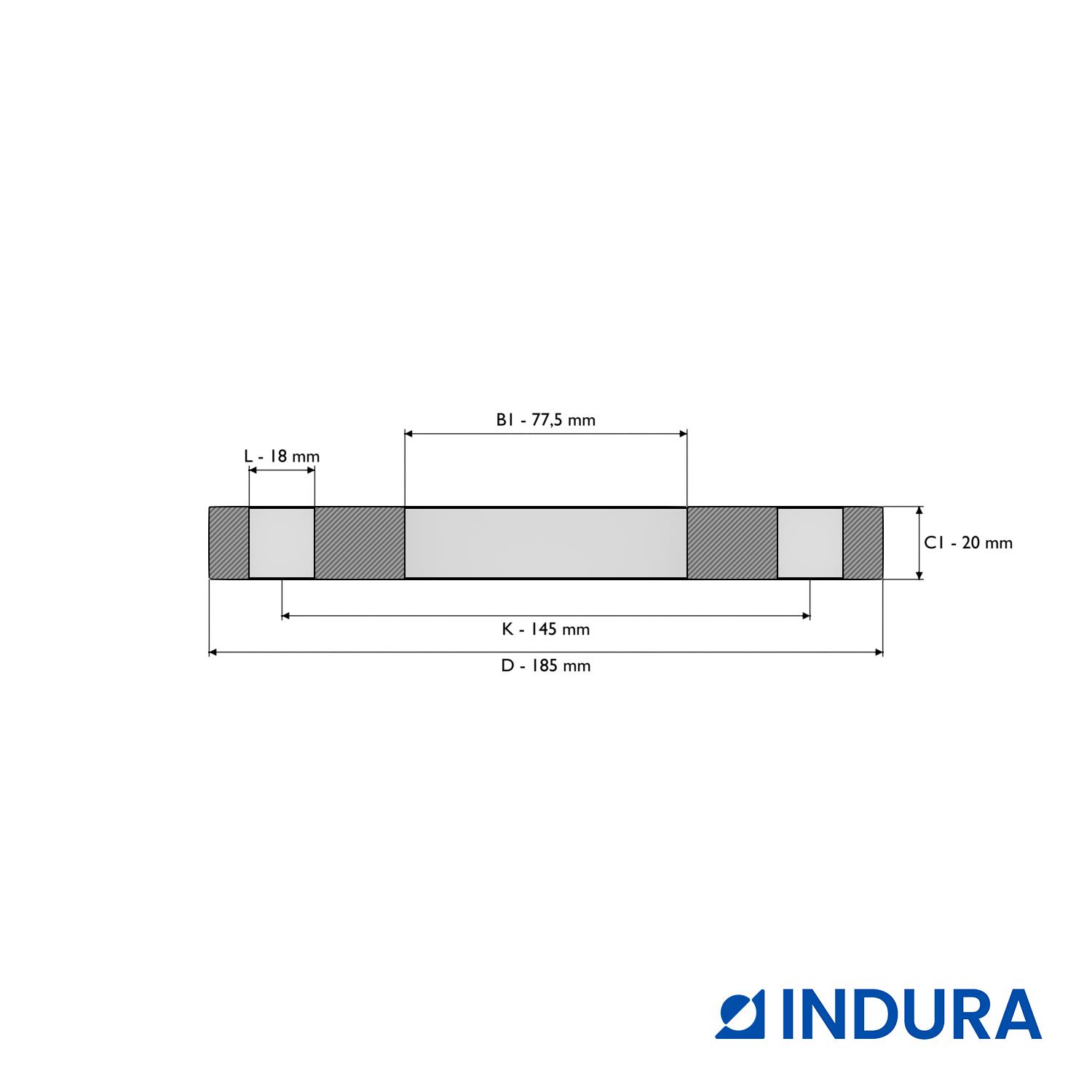 Plate flange, EN 1092-1, T:01, PN10-16, DN65, AISI316L, INDURA
