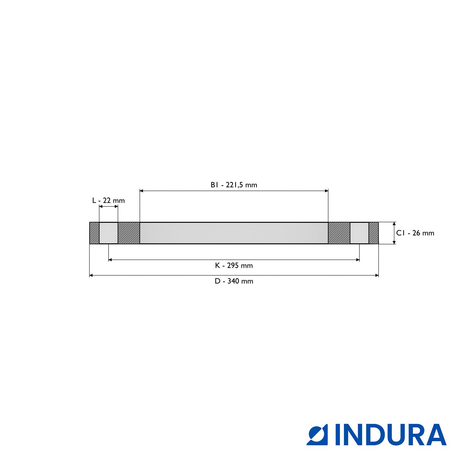 Plate flange, EN 1092-1, T:01, PN16, DN200, AISI316L, INDURA