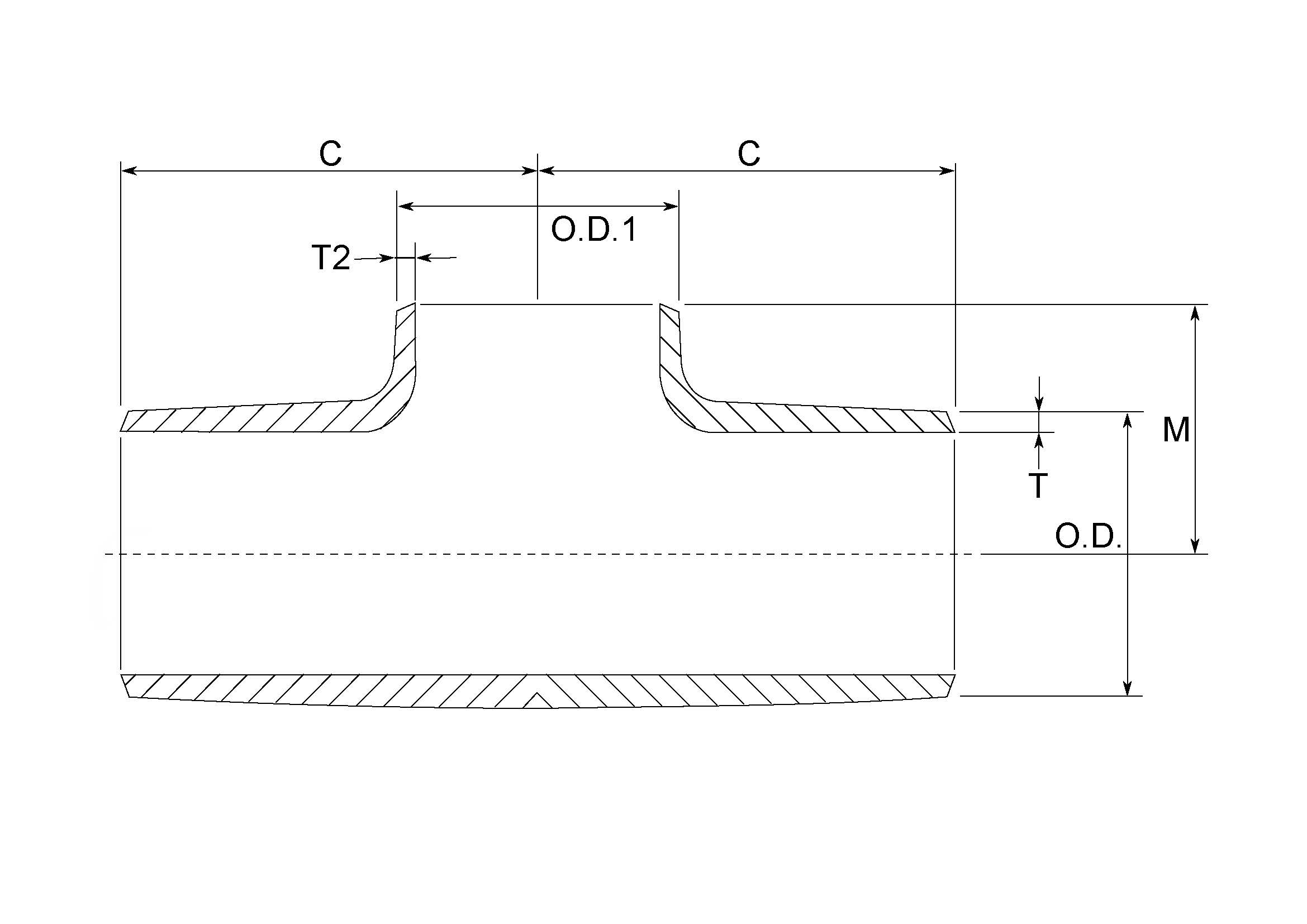 Tee, ASME B16.9, Sch. XS/80, 8"x8", A-234 WPB, INDURA